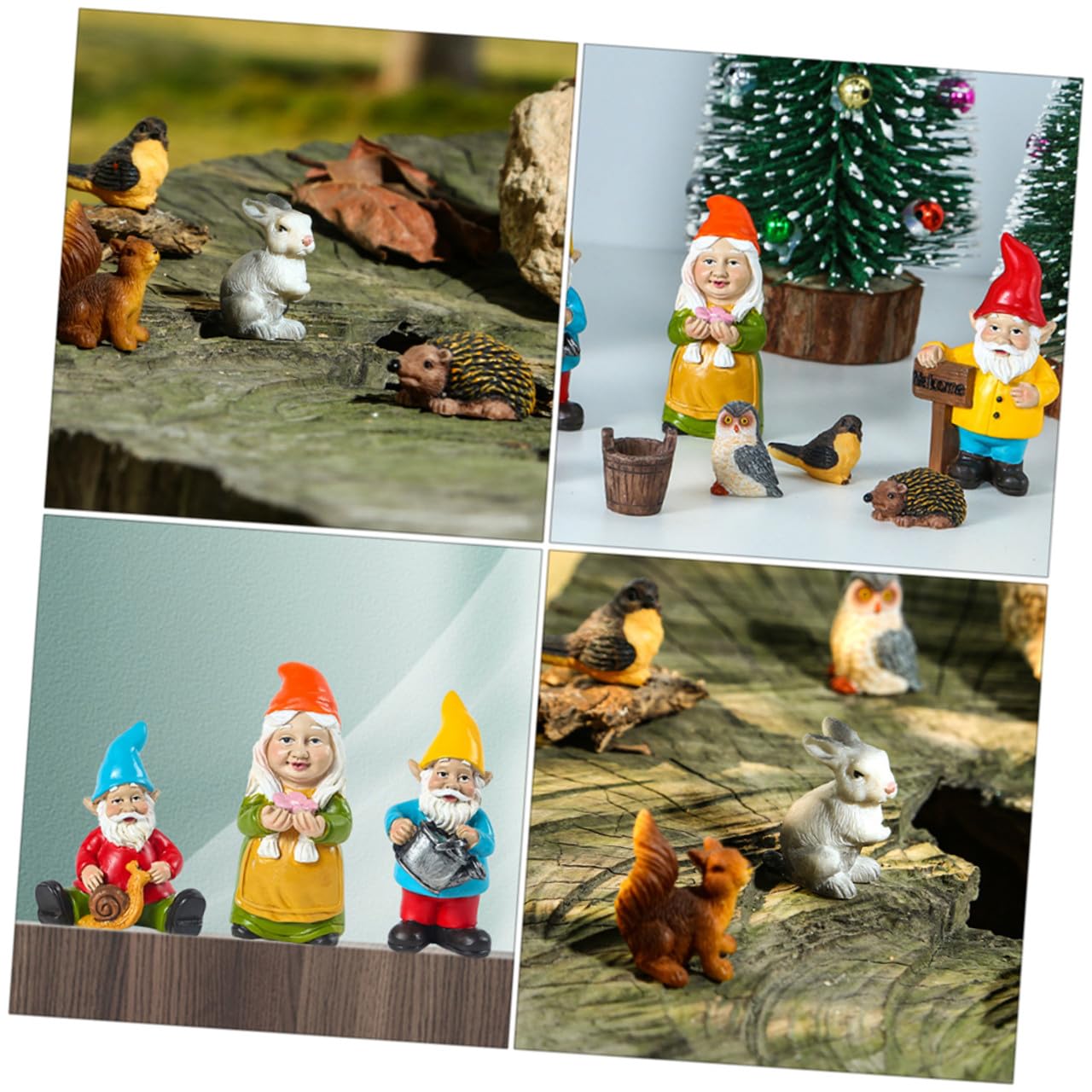 Mipcase 10pièces GNOME Décoratif Résine pour Jardin Ornement de Jardin Résine Cadeau de Noël Couleur Aléatoire