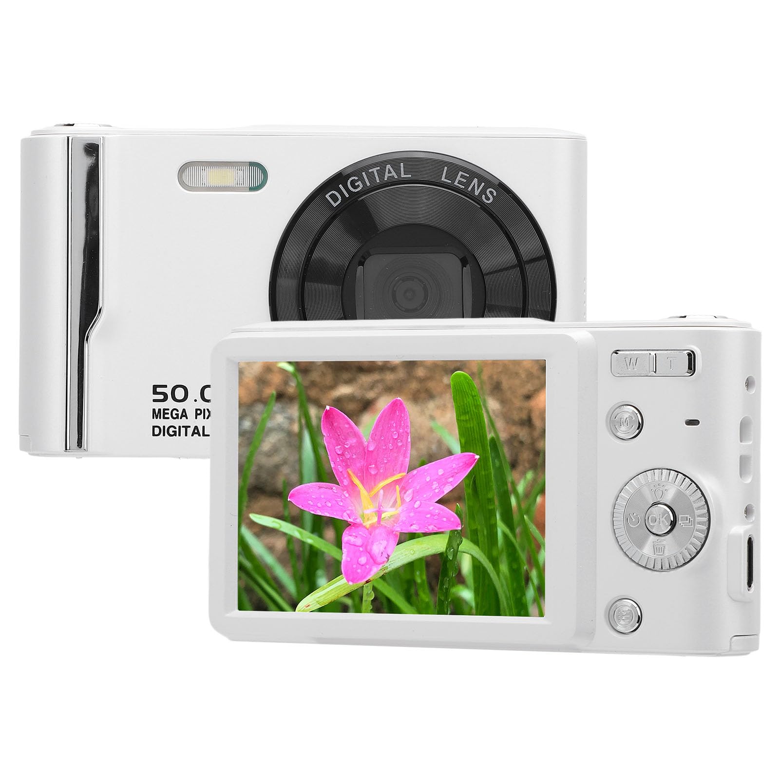 Aparat Cyfrowy 4k 50MP, 4k Kamera do Vlogowania z 2,8-calowym Ekranem LCD, 16-krotnym Zoomem Cyfrowym, Kompaktowym Aparatem Retro z funkcją Anti Shake Autofocus i lampą błyskową