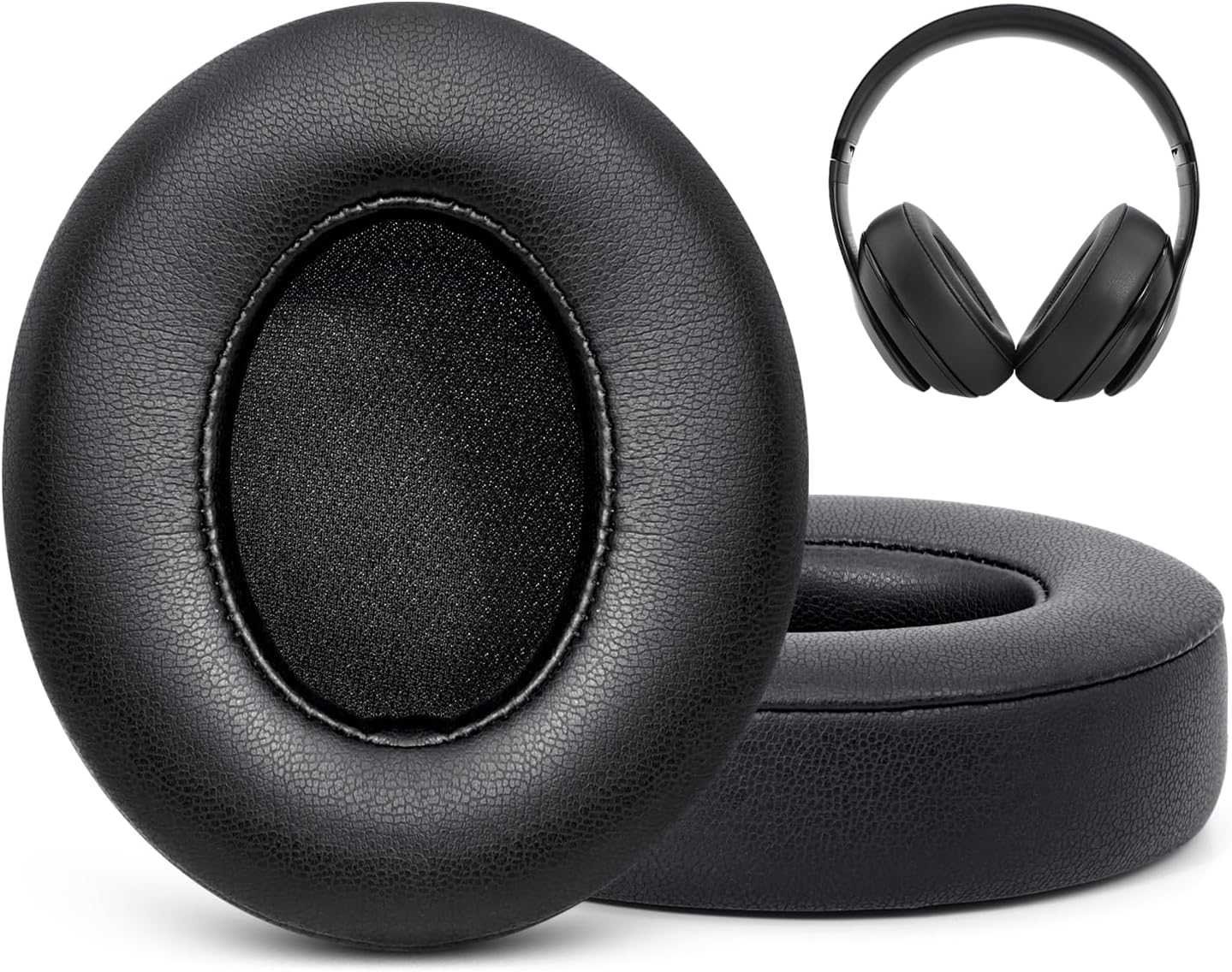 GEVO Replacement Ear Pads for Beats Studio 3 & Studio 2 Wired/Wireless Headphones, Earpads Cushions with Soft Protein Leather, Added Thickness (Black）