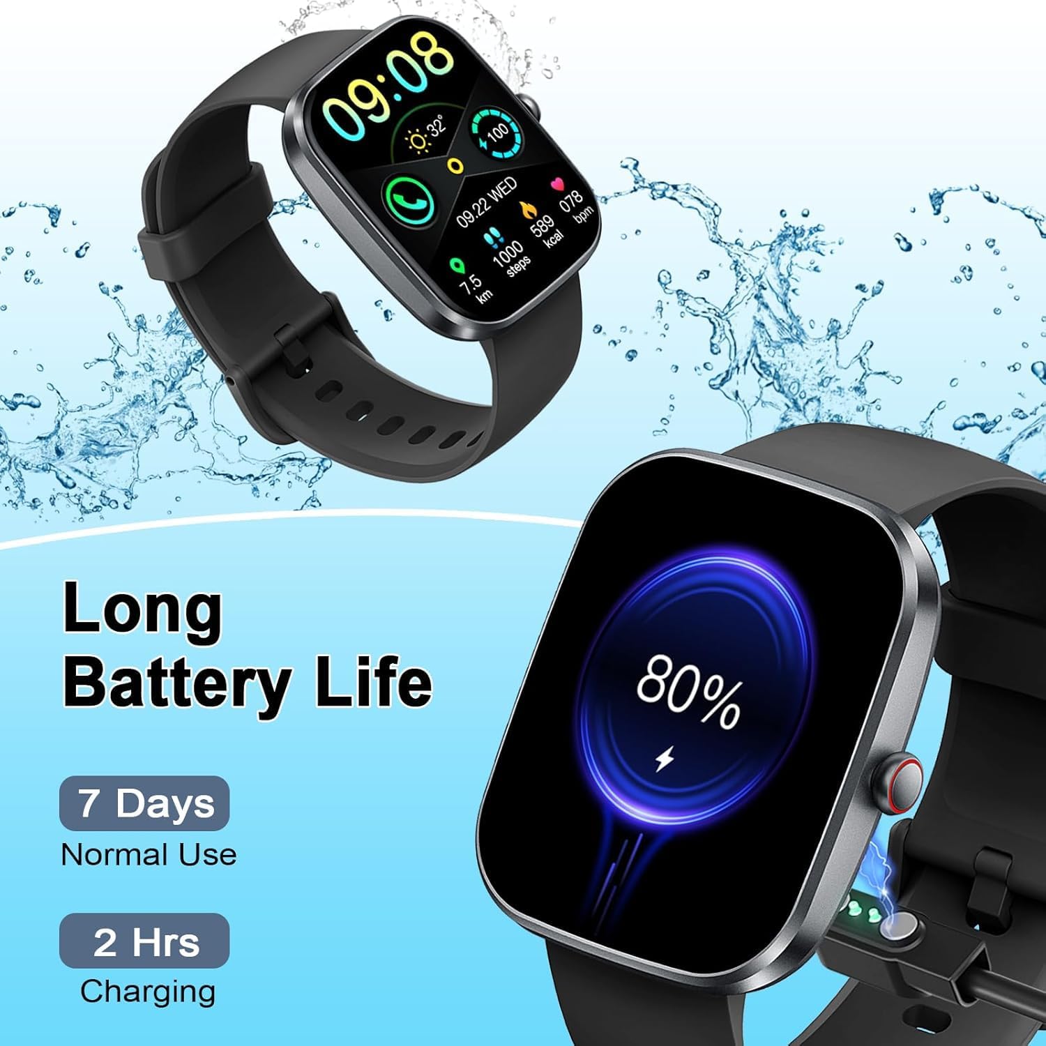 Smartwatch Herren Damen, 1.91'' Zoll HD Smart Watch mit Bluetooth Anrufe, Fitness Tracker Schrittzähler mit 110+ Sportmodi, Schlafmonitor SpO2 Herzfrequenz, IP68 Wasserdicht Fitnessuhr für Android iOS