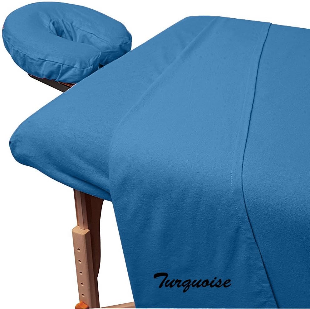 Fantasy Collection Massage Table Sheets Premium Egyptian Cotton 3-Piece Luxury Spa Sheet Set Solid Pattern 400 Thread Count (Massage Table Sheets 3 Pc Set, Turquoise)