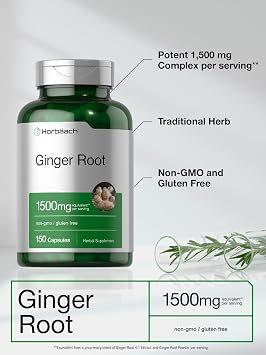 Horbaach Ginger Root Extract Supplement | 150 Capsules | Traditional Herbal Formula | Non-GMO & Gluten Free