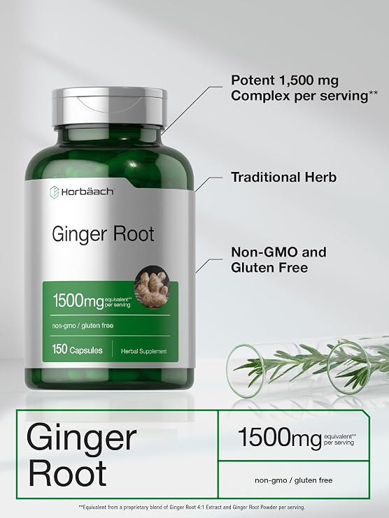 Horbaach Ginger Root Extract Supplement | 150 Capsules | Traditional Herbal Formula | Non-GMO & Gluten Free