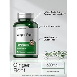 Horbach Ginger Root Capsules 1500 mg | 150 Pills | Non-GMO, Gluten Free | Ginger Root Extract