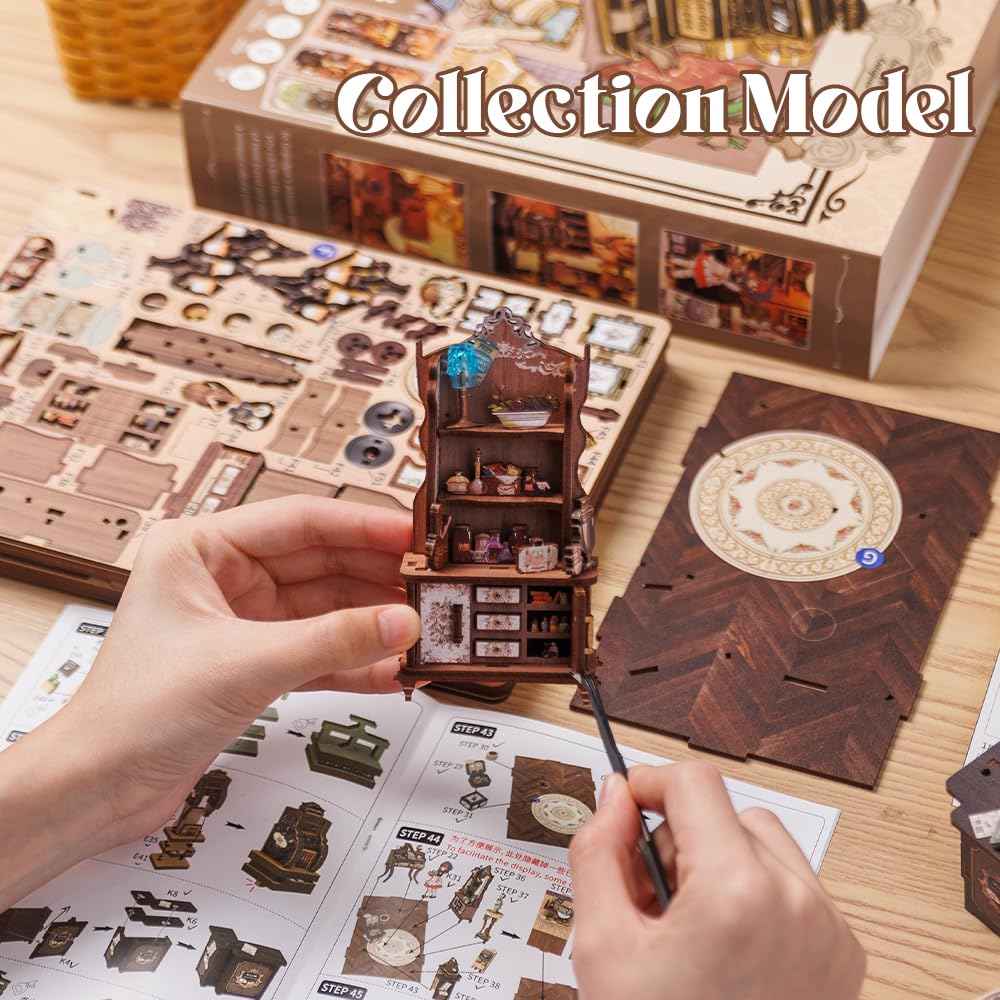 Fsolis DIY Book Nook,Kit per Libri Fai da te,Book Nook in Legno con Led,Puzzle in legno 3D,Costruire il Libro,il Montaggio e l'incollo dei Pezzi,Semplice da Montare,Regalo per Ragazzi e Ragazze