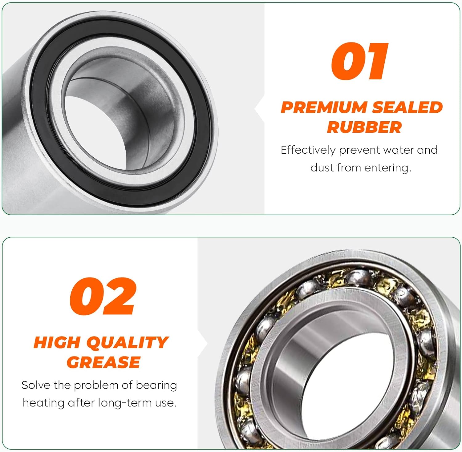 Front Rear Wheel Bearing 3514342 3514634 for Polaris Sportsman 300/400/ 450/500/ 570/800 HO X2 ETX 6x6 2014-2022, Ranger 500/570/ 700 Crew EPS EFI 4x4 2004-2022 - 2 Pcs