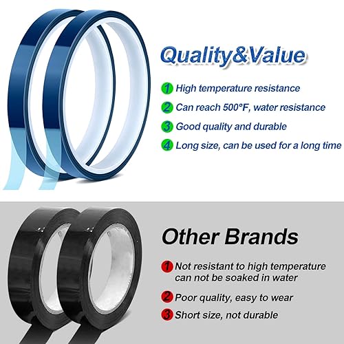 Miniatura 10 de Billbotk Cinta resistente al calor de 0.787 in para sublimación, cinta de transferencia de calor para prensa de calor, cinta térmica sin residuos