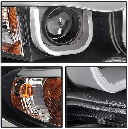 Miniatura 2 de ACANII - Para [modelo halógeno] 2002-2005 BMW E46 Sedan Serie 3 LED Tubo Negro Proyector Faros Faros Montaje