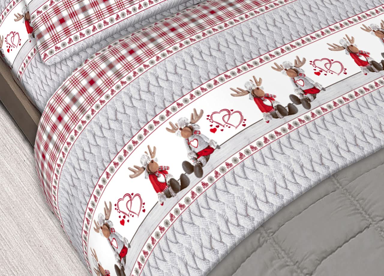 SOFFICIOSO Completo Lenzuola in Puro Cotone Flanellato Made in Italy Varie Fantasie CN 1 Piazza Peppe
