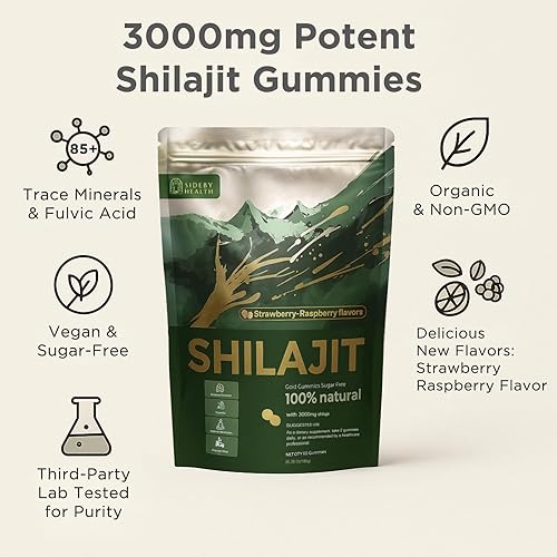 Miniatura 4 de Gomitas Shilajit con sabor a fresa, gomitas puras de Shilajit del Himalaya para hombres y mujeres, impulso de energía y apoyo inmunológico, 3000 mg