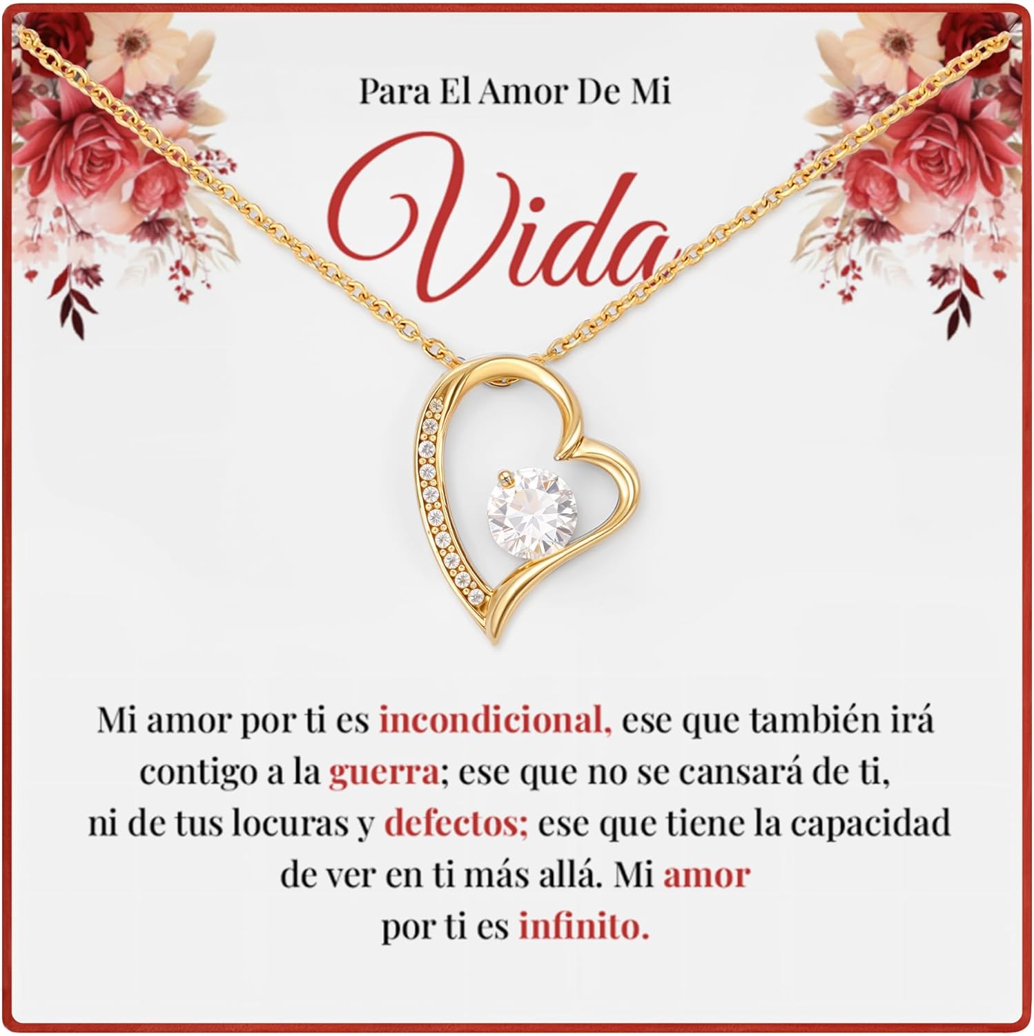 Para El Amor De Mi Vida, Collar De Corazón Para Siempre Alma Gemela Para Mujer, Regalos Para El Día De San Valentín, Aniversario, Navidad O Cumpleaños, De Marido/novio, Regalo Con Tarjeta De Mensaje Sincero, Caja De Lujo/Estándar.