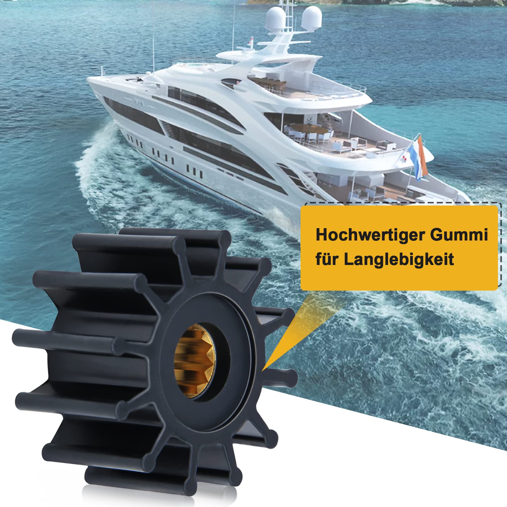 CarBole Wasserpumpenrad 12 Flügel Bootsrad Ersatz für Jabsco Sierra GLM Mallory Onan Perkins Volvo-Penta Yanmar Johnson 09-1027B 09-1027B-1 OMC 3588256