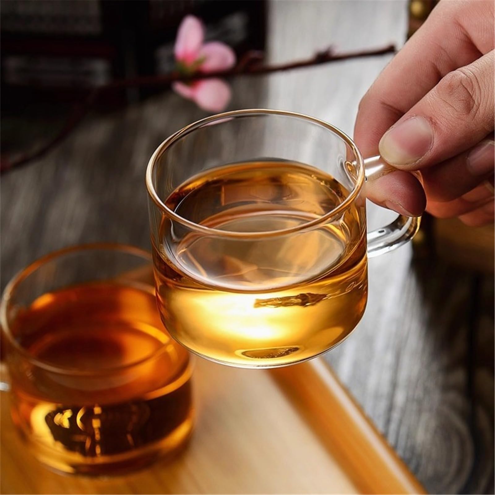Kubki Szklane Zestaw 2 szklanych kubków, przezroczyste kubki do kawy, kubek degustacji herbaty z uchwytem, ​​5 uncji/150 ml Kieliszki koktajlowe(Clear)