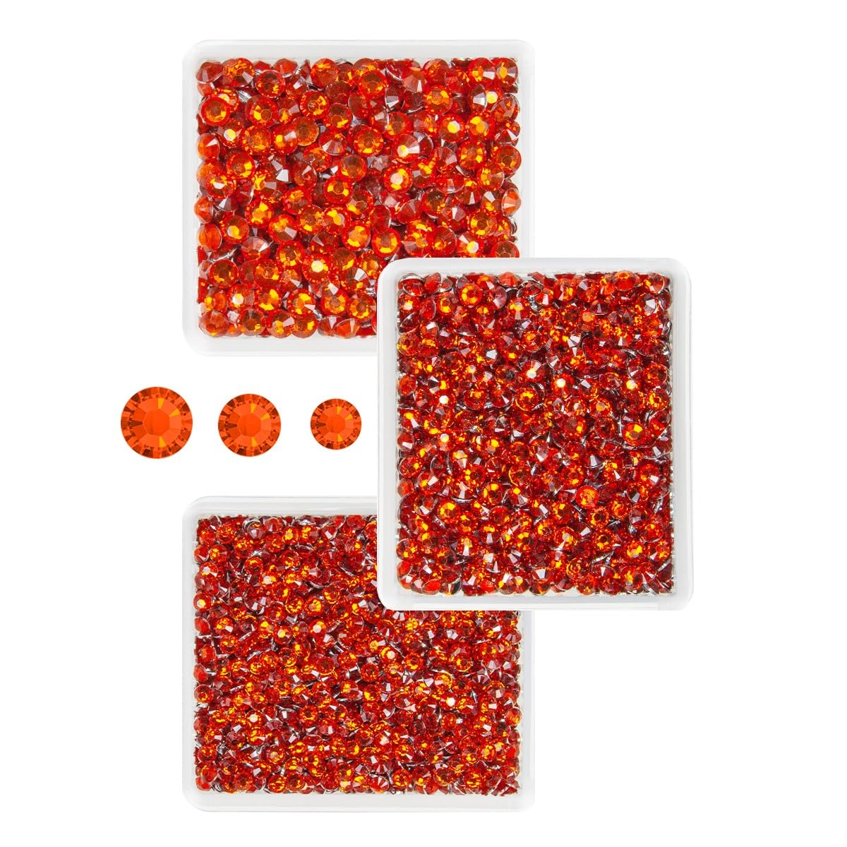 qiipii Red Zircon Crystal Resin Rhinestones for Crafting 3mm 4mm 5mm Sun Red Flatback Stones Non-Hotfix Diamonds Crystals Gems Charms Supplies for