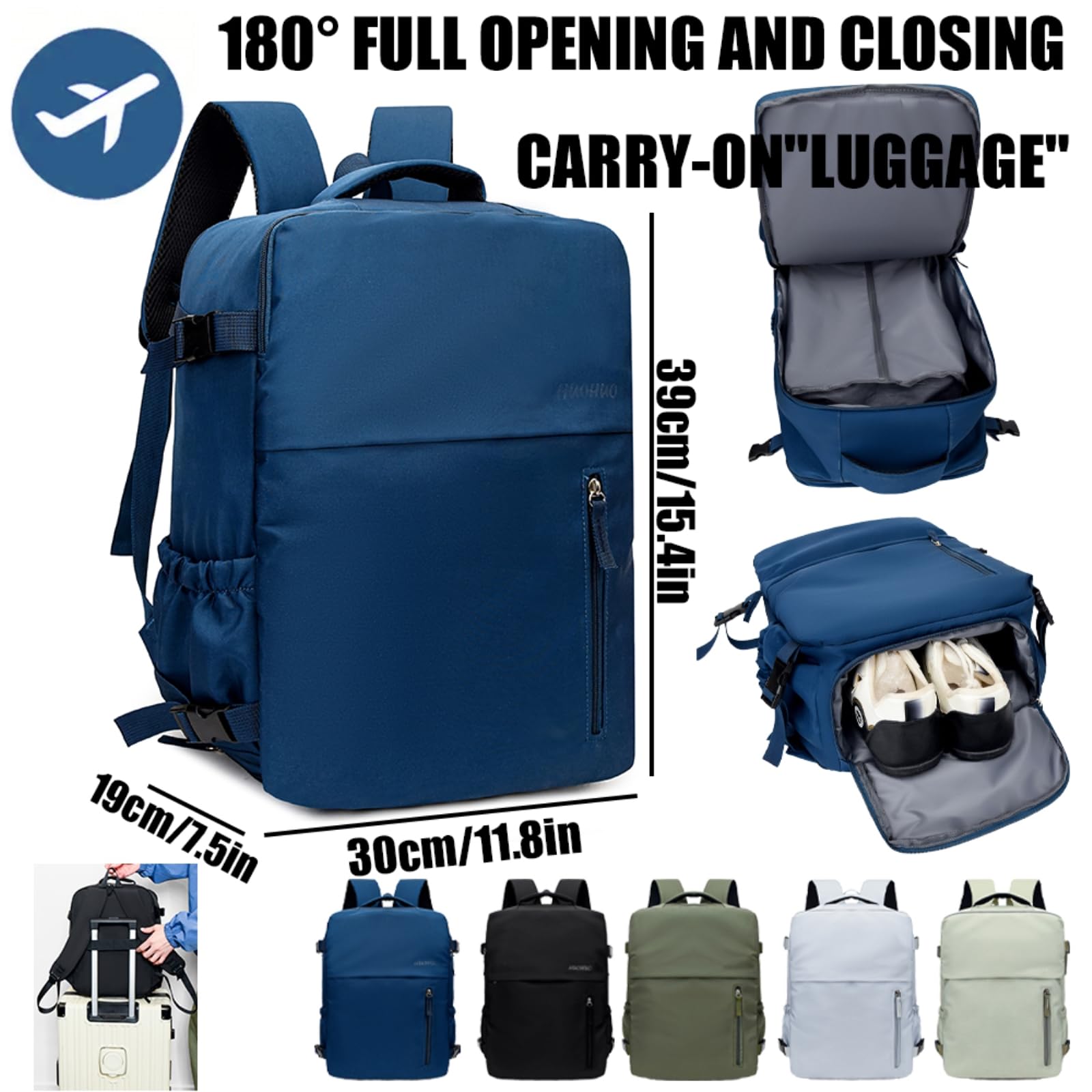 Kosmetiktasche 40x30x20cm Reise Rucksack Kabinentasche Auf Untersitz Flugtasche-Army Green