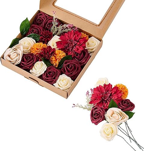 Nortibeck Flores artificiales para decoración de boda, ramo de novia, centros de mesa, guirnaldas de flores, coronas, arco de pasillo, decoración de