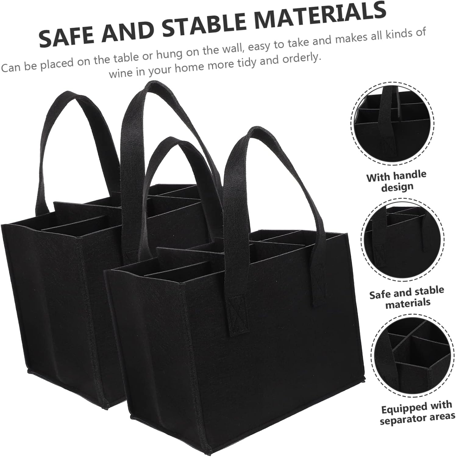 2pcs Portable Felt Bag Compartment Organizer for Wine and Beer Storage for Parties Design Carrier for