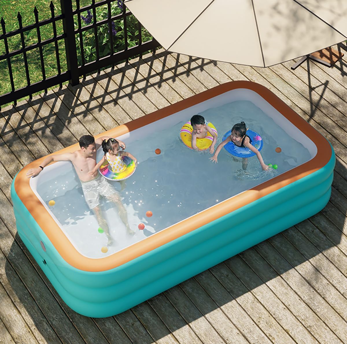 Pugrwei プール 大型 家庭用プール 折り畳み式 子供用 滑り台付き 屋根付き ビニールプール 特大 大きい 四角い PVC材質 厚手 耐摩擦 収納便利 水遊び 耐高温 芝生遊び 屋上庭園 室内 砂場 庭 暑さ対策 (250cm-滑り台付き,ブルー)