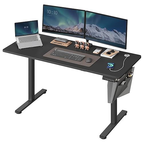 SONGMICS Bureau Électrique Réglable en Hauteur, 140 x 60 cm,