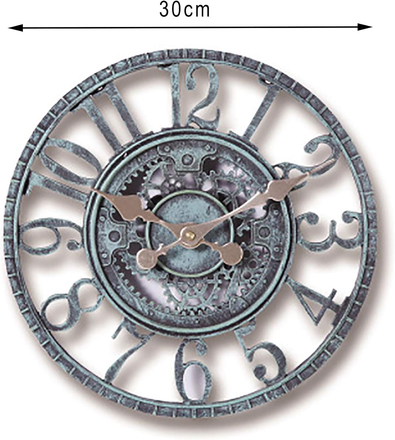 12 Inch Silent Non Ticking Outdoor/Indoor Wall Clock, Waterproof, Green, Retro Style