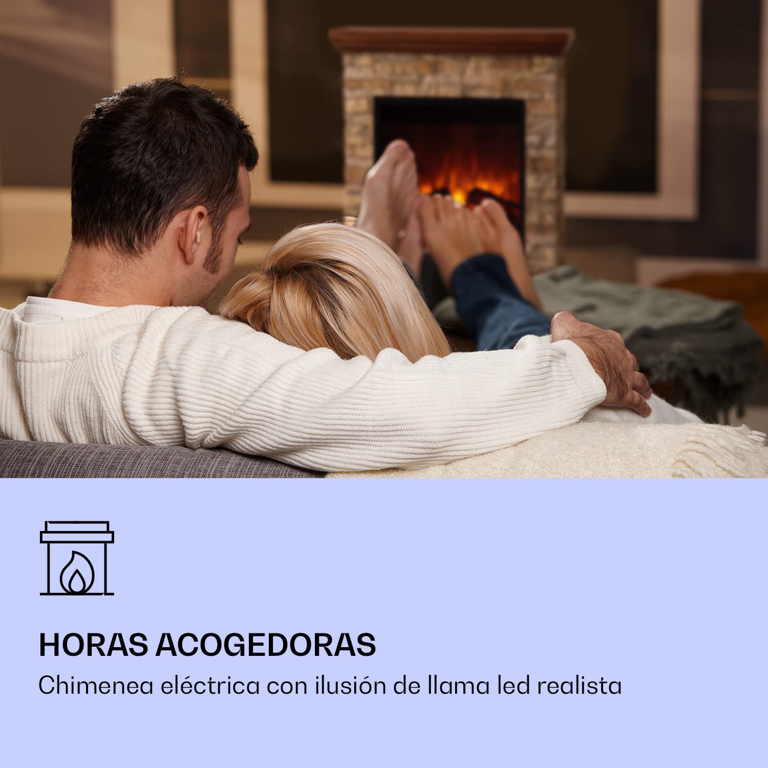Klarstein Chimenea Electrica Bajo Consumo Pared, Estufa sin Leña de Interior, Chimeneas Electricas Decorativas 1800W, Llama LED, Chimenea Decorativa con Mando, Temporizador y Efecto Real Troncos