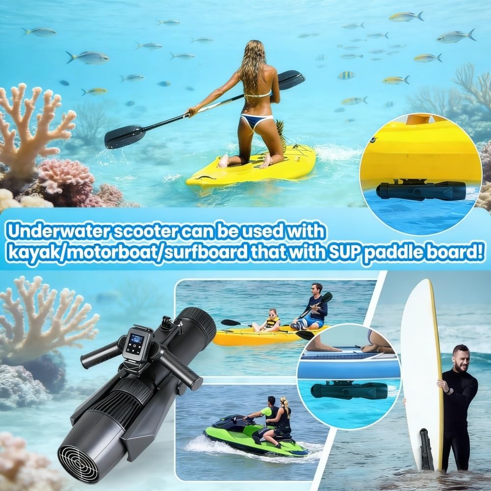 Scooter submarino 700W para adultos, scooter marino profundidad 30 metros para piscina y mar, mango desmontable, autonomía 160 minutos, velocidad ajustable, dispositivo de propulsión para