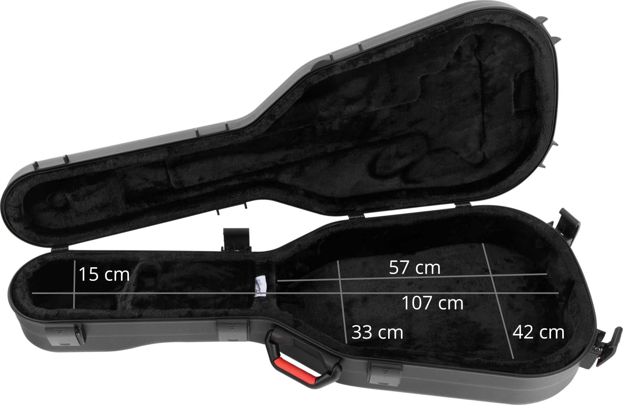 Shaman WGPC-4122BK Westerngitarren Case - Aus stabilem Polypropylen - mit schwarzem Plüsch ausgekleidet - 6 Schnappschlösser - Passend für alle gängigen Gitarren-Größen bis 16,5" Breite - Schwarz