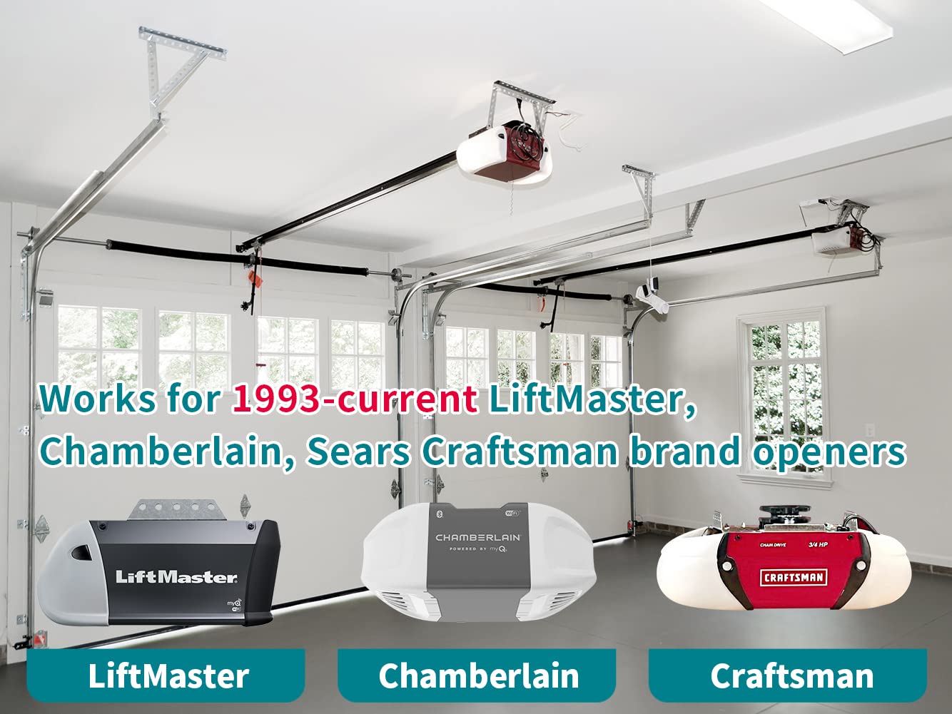 Garage Door Opener Remote Universal,for LiftMaster Chamberlain Craftsman,Openers with Purple Yellow Green Orange Red Learn Button,Visor Clip,2 Pack