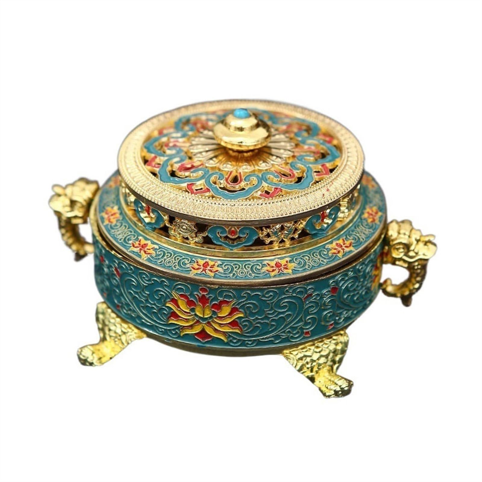 Incense Pot High Grade Metal Incense Burner Hand-painted Enamel Color Holder Desktop Decorative Decorations