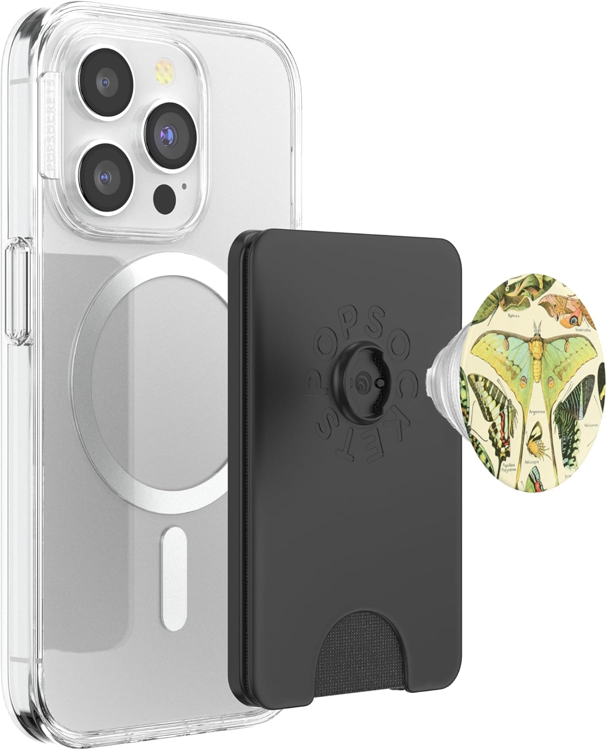 Luna Moth Butterfly Vintage Botanical Biology Illustration PopSockets PopWallet for MagSafe