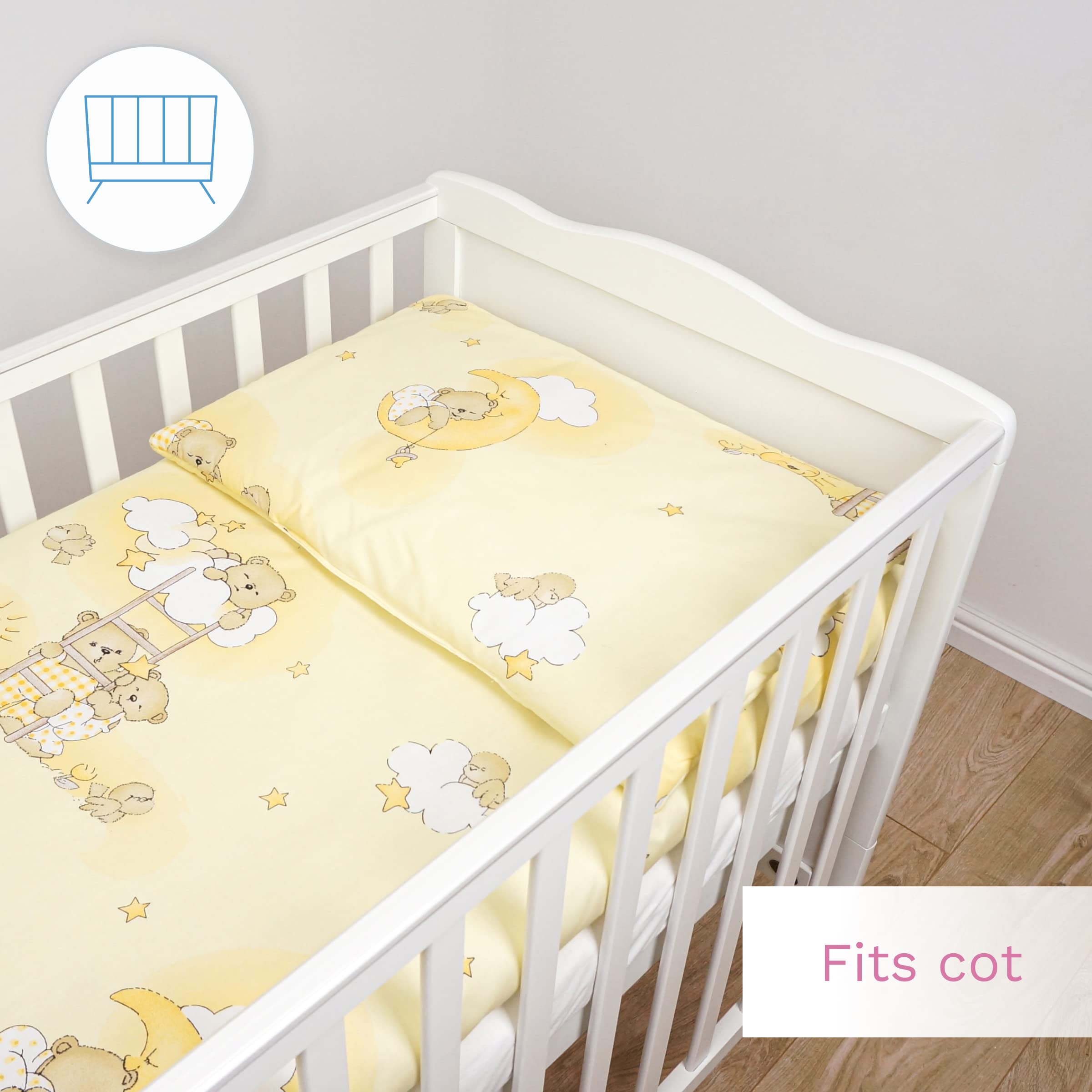 Baby Comfort Juego de Cama para Cuna 4 Piezas edredón y Funda nórdica 120x90 cm con Almohada y Funda de Almohada - diseño 3 (12 Meses+)