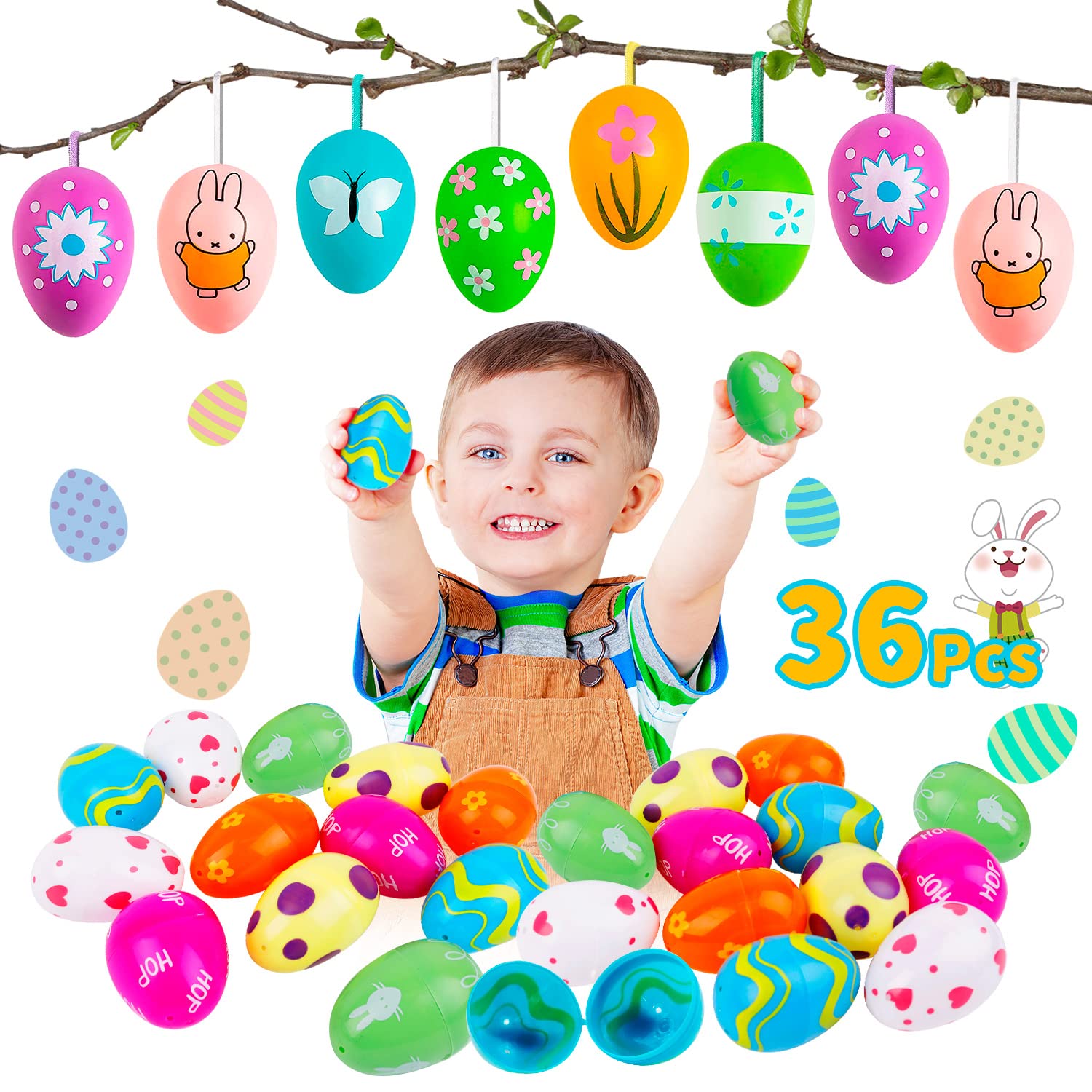 Buy 36 Pcs Easter Eggs for Kids Easter Hanging Eggs Toys Colorful Fillable Easter Eggs Easter