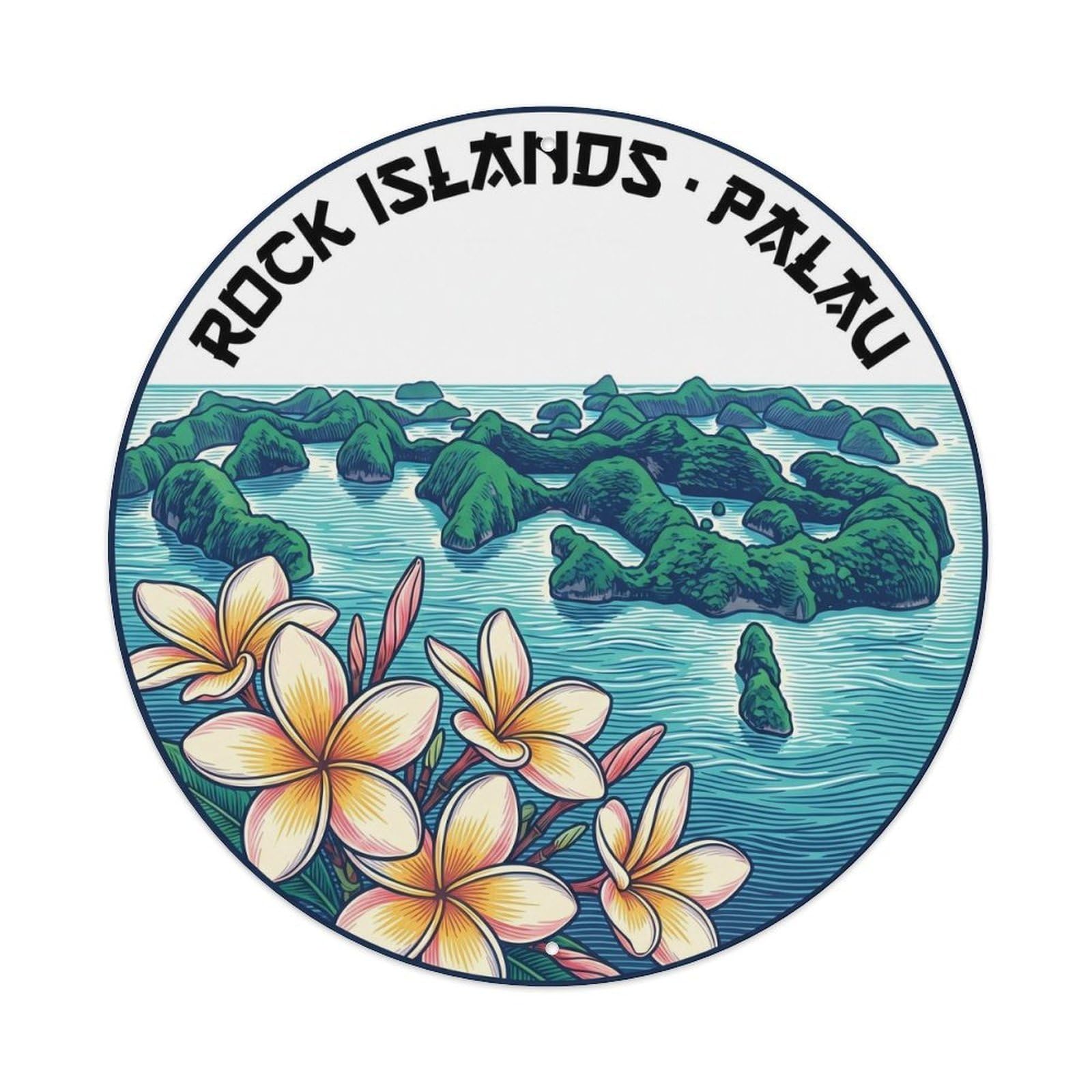 Olyhtr 8X8inch Classic Style Palau Plumeria National Flower Woodblock Heritage Metal Tin Sign