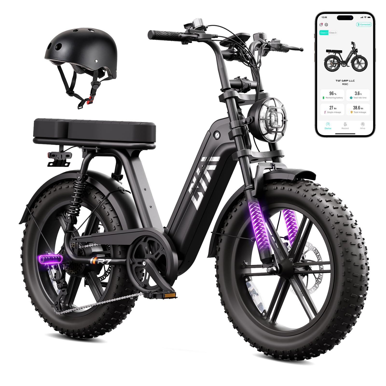 TST Electric Bike for Adults, 1500W Peak Motor 60 Miles Fat Tire Ebike with 48V 15/30Ah Removable Battery 20" Fat Tire E Bike, Full Suspension and 7-Speed,Off-Road Electric Bicycle for City Commuting