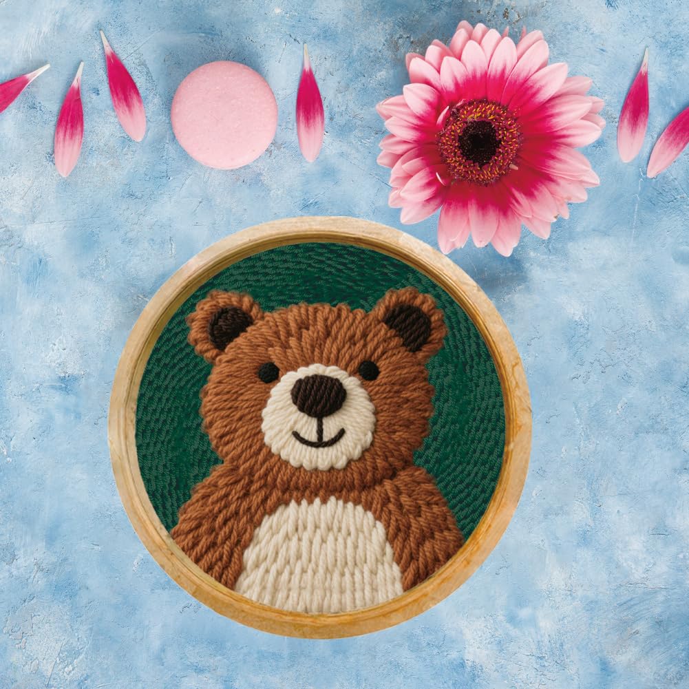 FREEBLOSS Kit fai da te Punch Needle per principianti, per cartoni animati, con pneumatici e istruzioni per il ricamo per adulti, regalo e decorazione