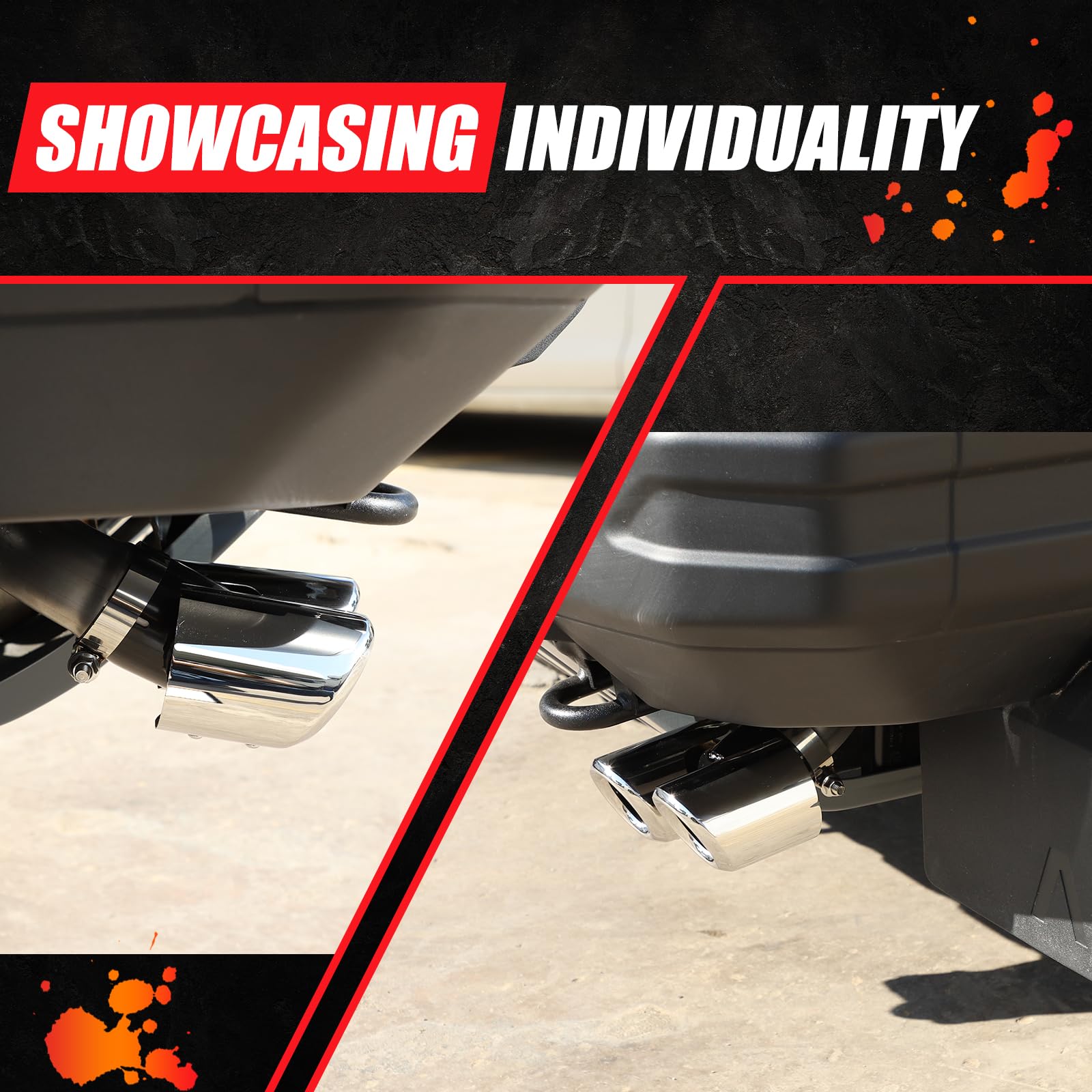 Quad Staggered Gloss Exhaust Tip Compatible with Ineos Grenadier 2020-2024 Stainless Steel Car Exhaust Tip Decorative Accessories Polished — view 6