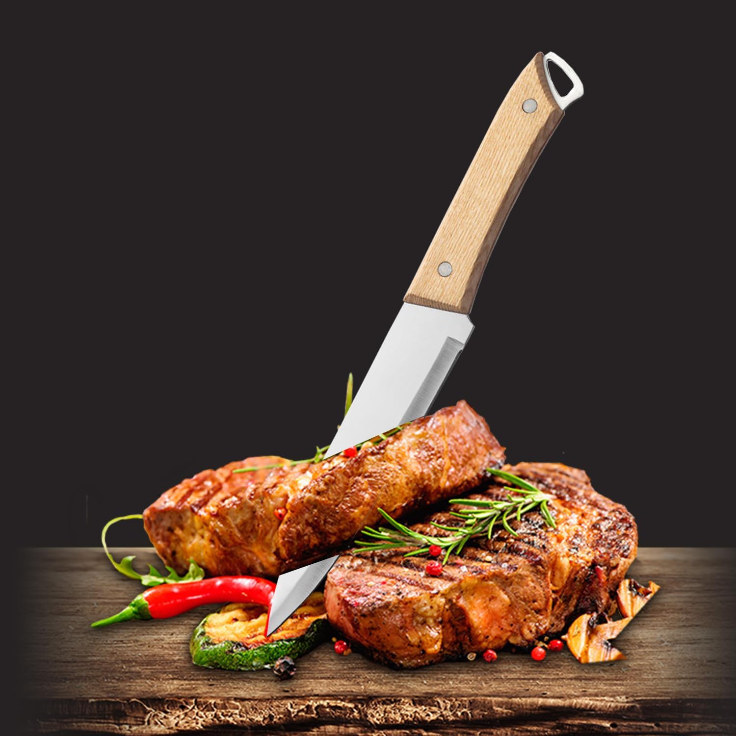 zunsy 7 Inch Wooden Handle Japanese Kitchen Knife Full Tang Peeling Paring Chopping Cutting Vegetable Fruit Meat Cleaver Butcher Knife Heavy Duty(Set of 1) offers donot miss