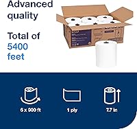 Vista 2 de Tork Matic - Rollo de toalla de mano suave color blanco H1, avanzado, de alta absorción, 6 rollos x 900 pies, 290095
