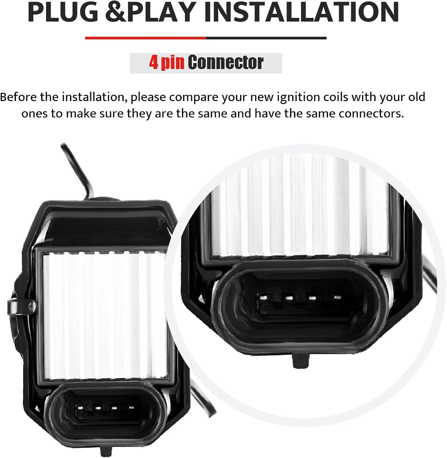 Round Ignition Coil Pack Compatible with V8 4.8 5.3 6.0 Chevy Silverado 1500 2500 Tahoe Suburban Express Avalanche GMC Sierra Yukon XL Savana Escalade, 2001 2002 2003 2004 2005 2006, D585 C1251 UF262