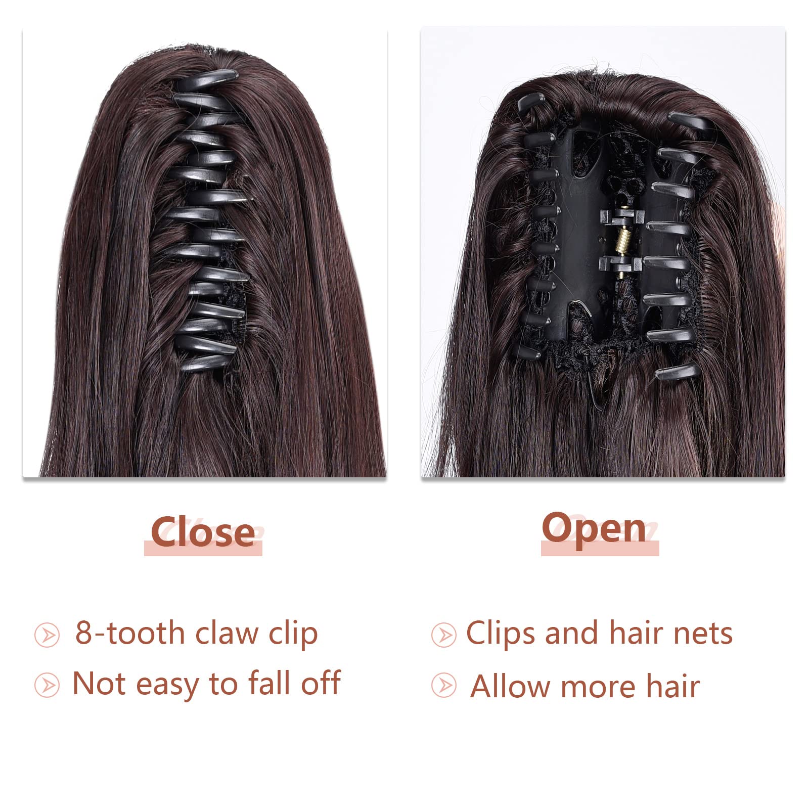 Amazon.com : HSPJHTM Dark Brown Ponytail Extension,20