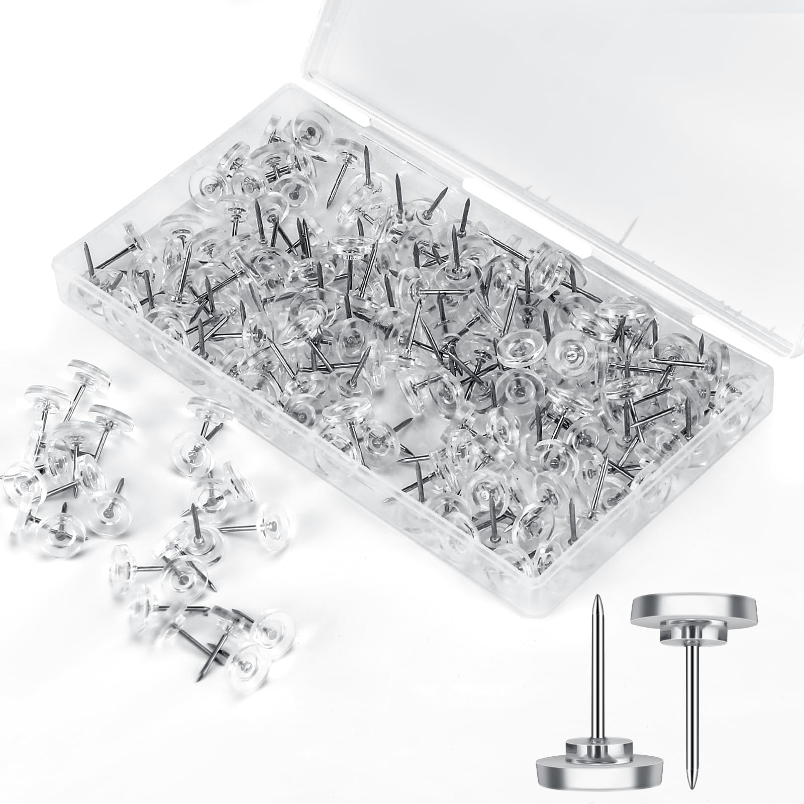 125 Transparenter Pinnnadeln-Set – 5 Stile Inkl. Haken & Clips, Für Korktafeln & Pinnwände