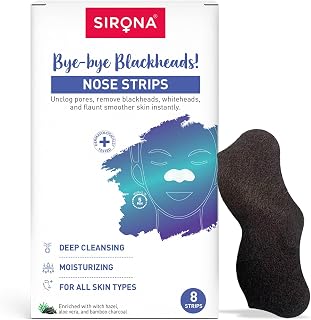 Sirona Bamboo Charcoal Blackheads Remover Nose Strips for Women – Pack of 8 | Painless & Instant Removal of Whiteheads, Bl... Price In India