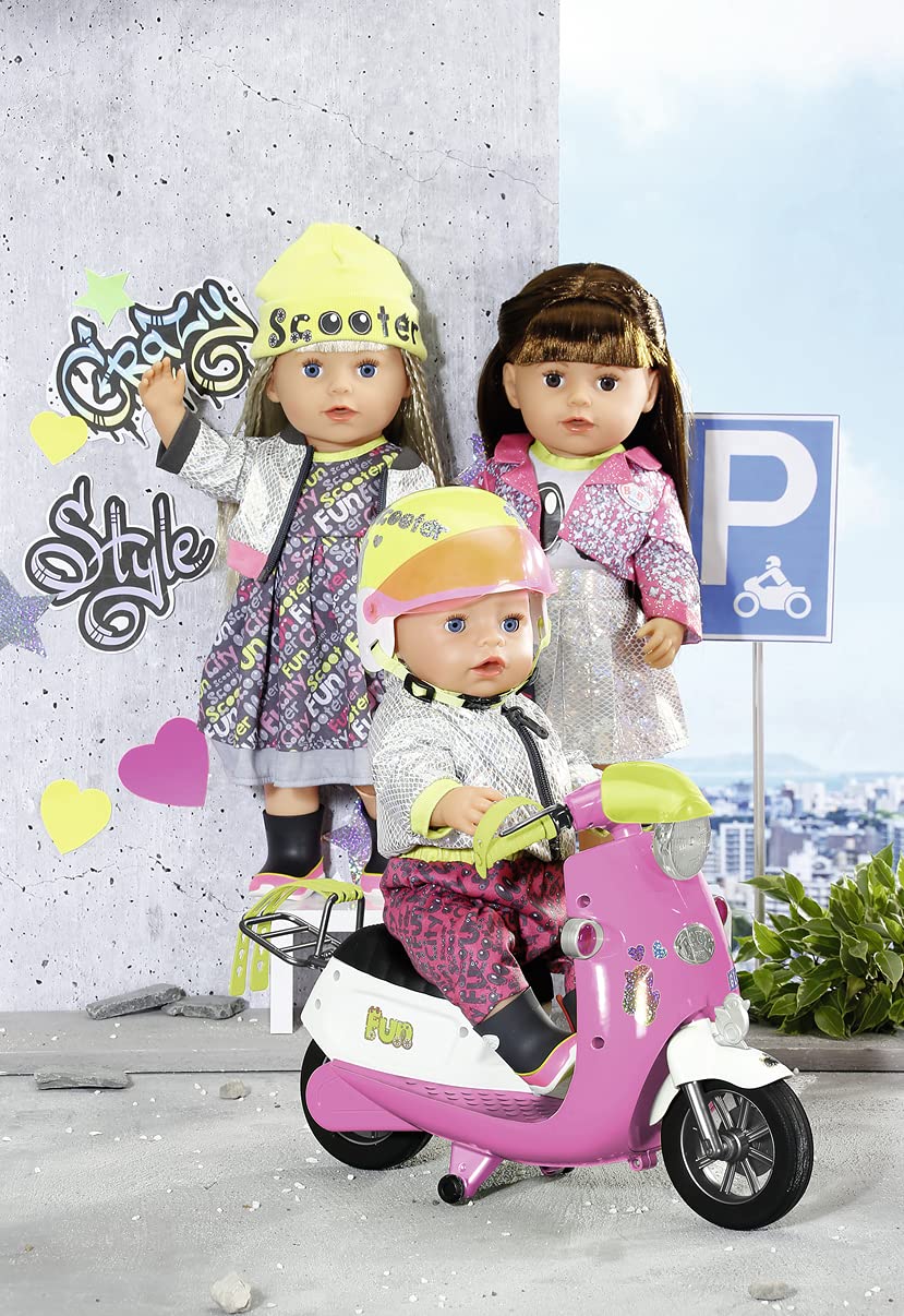 BABY born City Deluxe Scooter Combo, strój dla lalek jednoczęściowy, kurtka i kozaki, 830215 Zapf Creation