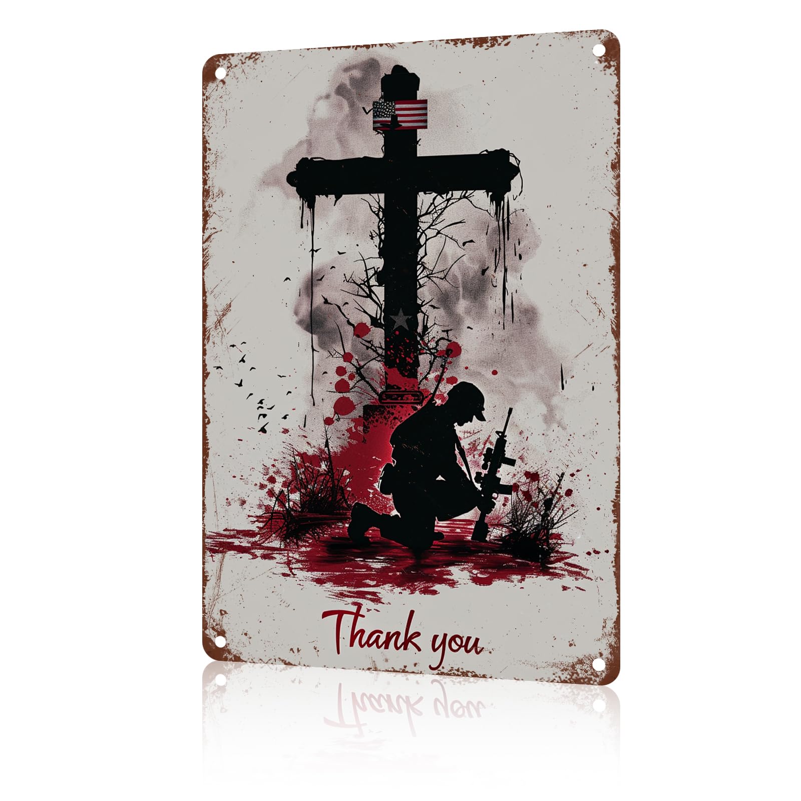 Anceky Funny Wall Decor Veteran Soldier Remember Our Heroes Vintage Metal Signs Tin Sign for Home Outdoor Wall Decor 12×16 Inch