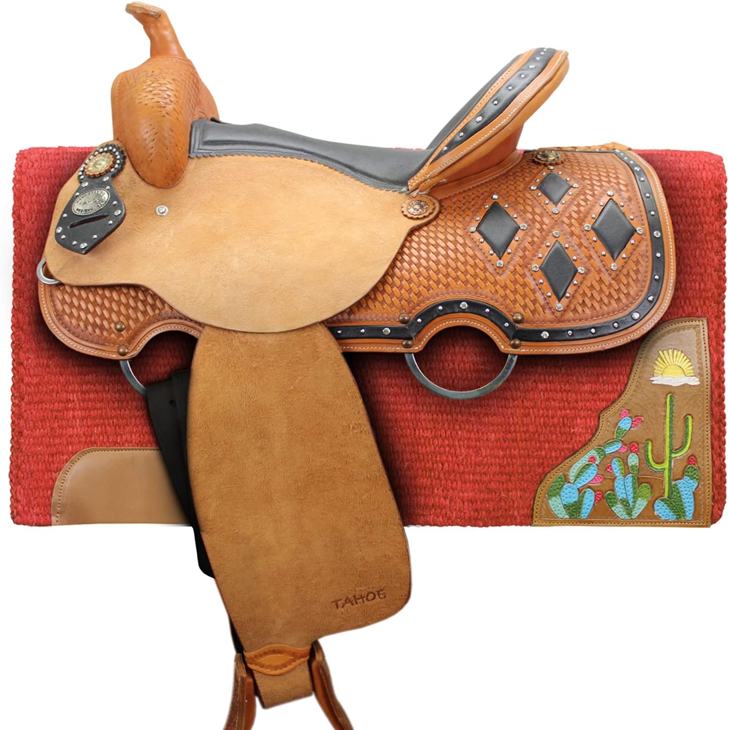 Tahoe Tack 34" x 36" Zara Cactus Solid New Zealand Wool Western Saddle Blanket Pad