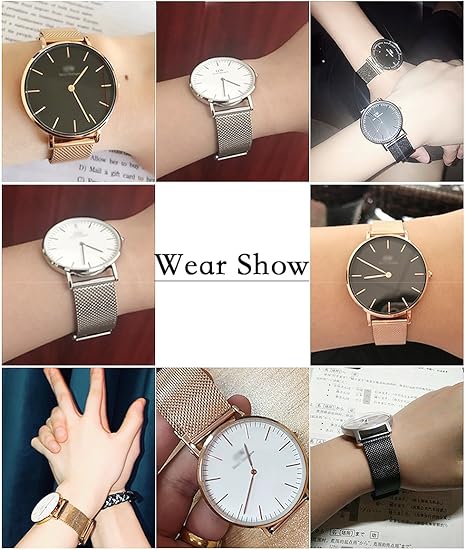 Amazon Reinherz 腕時計用ベルト 時計バンド 光沢 防水 ステンレス鋼 スライド式 バックル クラシック ミラネーゼ メッシュ ベルトメタル ブレス バンド ワンタッチ バネ棒外し付属 男女兼用 シルバー 時計バンド 腕時計 通販