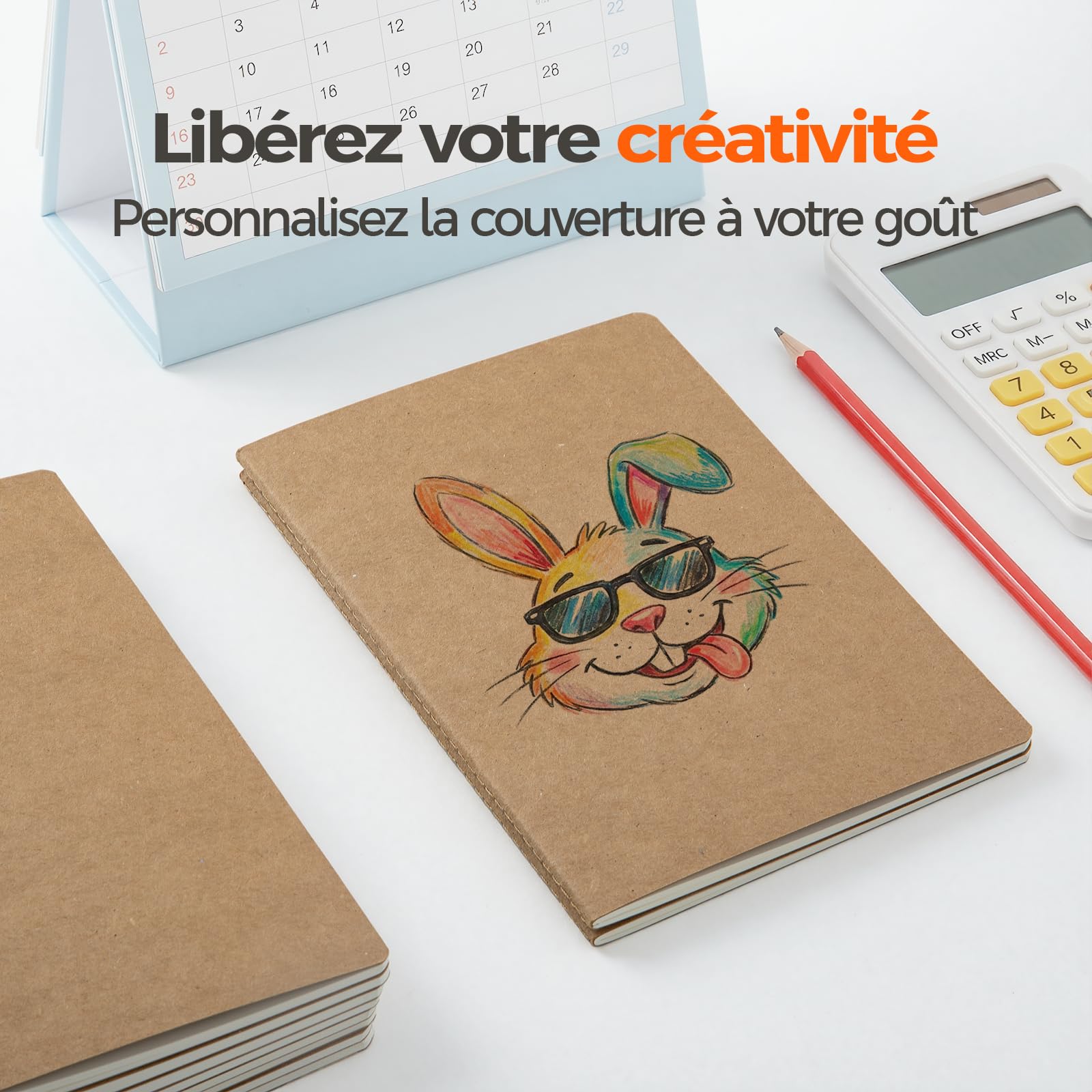 Lot De 50 Carnets Kraft A5, 60 Pages Quadrillées, 21x14 cm, Cahiers Kraft | Couverture Kraft Naturelle, Papier 80 g/m², Pour Écoles, Bureaux, Classes, Ateliers, Notes, Croquis, Réunions Et Devoirs