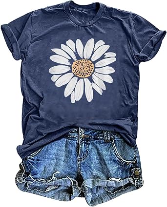 Womens Vintage Floral T Shirt Boho Wildflower Graphic Loose Tees Short Sleeve Casual Tops