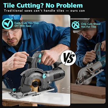 7.5 AMP Mutil-Purpose Plunge Circular Saw, Marble Track Saw with 115mm Diamond Blade, Dust Exhauster Pipe, 2x Extender 3 * 40mm Tracks