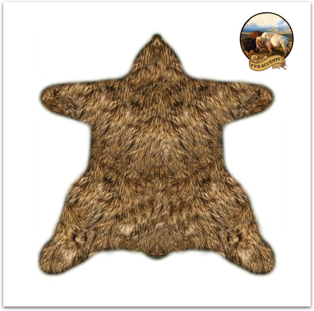 Fur Accents Bear Skin Shag Rug - Plush Premium Faux Fur - Alaskan Bear - Life Size - 6 ' - Available in Nine Designer Colors (White)